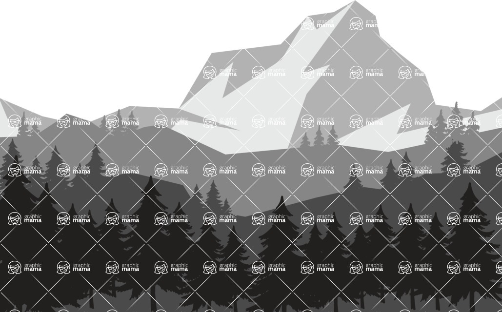 Vector silhouettes - Huge Mountain Peak Landscape Silhouette